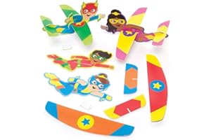 Baker Ross Planeurs superhéros étoilés à colorier (lot de 8), parfaits pour les pochettes-surprises ou comme cadeau pour les enfants.