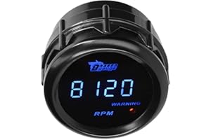 LKRXW Auto Drehzahlmesser 2Zoll 52mm Drehzahlmesser Messgerät 12V Blau Licht Tachometer Messgerät Kfz Digitale Tacho Meter Anzeige Geschwindigkeitsmesser 0-9999 RPM