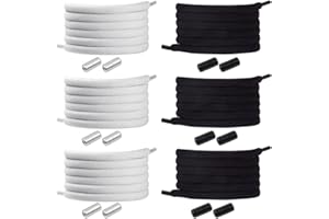 Feibmir 2-6 Pairs No Tie Elastic Shoelaces, Universal Shoe Laces for Kids and Adults,Tieless Flat Shoelaces for Running Shoes with Metal Lock