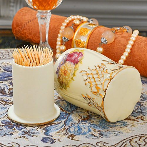 TTdecor European-style toothpick boxes, ceramic toothpick holder, toothpick can, living room decoration table