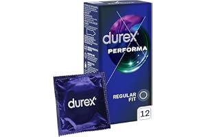 Durex Performa kondomer - nakenförlängande kondomer med 5 % bensokaingel för längre varaktig sexuell njutning (12)