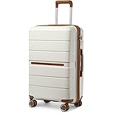 British Traveller Valigia Rigida 55cm Trolley Piccolo PP Leggero con TSA Lucchetto (20pollici, Bianco)