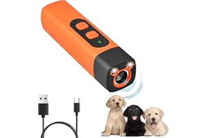 MSMXCS 1PC Ultrasonic Dog Repeller Bark Shield Anti Barking Device for Dogs 2-in-1 Handheld Dog Bark Deterrent Device with LED Flashlight Indoor Outdoor Stop Bad Behavior Without Yelling or Swatting(Orange)