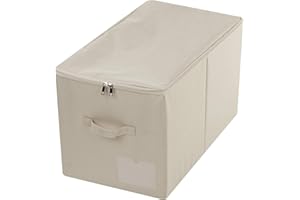 iwill CREATE PRO 56 x 32 x 33 cm (largo x ancho x alto). Cesta de almacenamiento plegable grande con tapa, lavable, bolsa de etiquetas, color beige