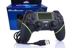 Intckwan Mando para PS-4 / Pro/Slim/PC(Win7/8/10), Controlador De Juegos con Cable, Gamepad con Vibración Dual, Agarre Antideslizante y Cable USB De 2m(Verde)