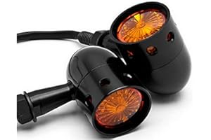 HANSWDEU Drilled Motorbike Indicators for Retro Custom HOG Chopper Bobber Project - BLACK - Non LED