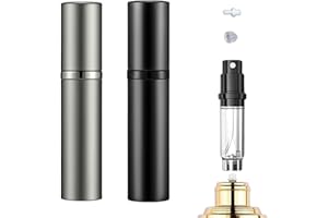 JAONLD Vaporisateur Vide,2 Pièces Vaporisateur Parfum Rechargeable Voyage Vide,Vaporisateur Parfum pour les Voyages,les Femmes et les Hommes(5ML,Noir,Gris)