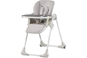 Kinderkraft YUMMY Chaise haute pour bébé, ergonomique, confortable, inclinable, pliable, avec repose-pieds réglable en hauteur, double plateau amovible pour les tout-petits de 6 mois à 3 ans, gris