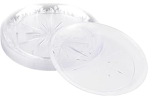 MATANA 20 Platos de Plástico Duro Transparente, 25cm - Elegantes, Resistentes y Reutilizables - Bodas, Cumpleaños, Navidad, Barbacoas, Picnic, Fiestas