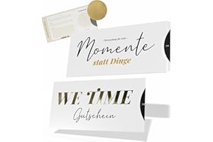 ‎CREATASTIC Creatastic - We Time Gutschein zum selber ausfüllen, Karte mit Golddruck, Schuber und Rubbelaufkleber, für Wellness, Reisegutschein, Gutschein Geburtstag, Geschenk für Partner