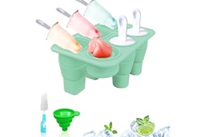 DELIHANIESS Faltbar Eisformen Eis am Stiel Silikon 6 popsicle formen mit Eisstiele,Reinigungsbürste und Falttrichter,Eis Formen Für Stieleis Wassereis