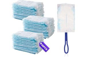 Bieiyhe 30 Piezas Recambio para El Polvo con 1 Asa,Imanes para El Polvo,Plumero Atrapapolvo Recambios Kit,Duster Atrapa Polvo para Swiffer,Recarga de Plumero Manual,Cabezales de Repuesto para Plumero