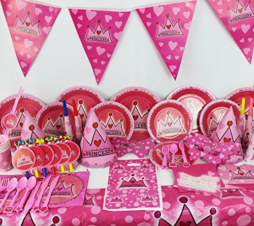 pink princess party supplies girl birthday set plates cups napkins party bags and more