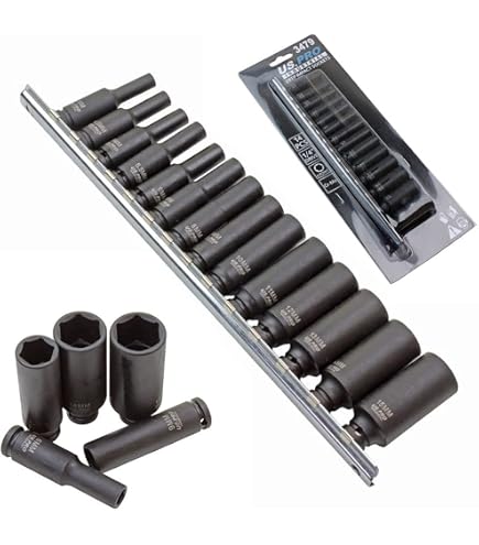 US PRO Steckschlüssel-Set 14-teilig – 1/10,2" Antrieb, 4–15 Mm, 6-kant, Auf Aufbewahrungsschiene