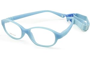 EnzoDate Marco de gafas Boy con correa Tamaño 50/16 de una pieza Sin tornillo Seguro, lentes flexibles para niñas flexibles, gafas ópticas para niños durante 9+años