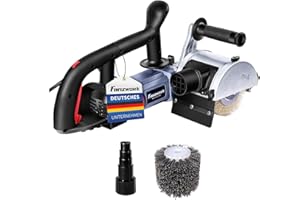 FANZWORK V2 1500 Watt Satiniermaschine Schleifmaschine Bürstenschleifgerät zur Renovierung von Oberflächen, mit Staubsaugung-Anschluss, Drehzahlregelung, Kugelgriff, Stahldraht & Nylon Bürste