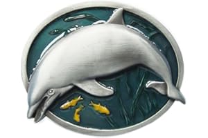 JEAN'S FRIEND Vintage Style Enamel Fish Dolphin Wildlife Belt Buckle Gurtelschnalle