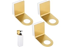 Segbeauty 3pcs Non-Drilling Adhesive Bottle Holder, Gold, Dia 1.1" 2.8cm, Rustproof Shampoo Bottle Holder Wall Hanging Rack for Kitchen Toilet
