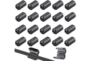 QitinDasen 20Pcs Noir Ferrite Anneau Noyau, Noyau de Ferrite à Clipser, RFI EMI Noise Suppressor Clip de Câble, Anti-Interférence Haute fréquence Filtre (5mm Intérieur Diamètre)