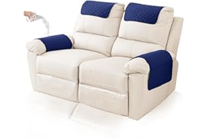 GYHH Sofa Armrest Cover, Headrest Cover for Recliner Chair Arm Cover,Armchair Slipcover Nonslip Quilted Furniture Protector for Pets Leather Sofa Couch (Navy,2 Seat Recliner | 4 pc)