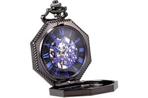 Alienwork Montre de Poche Mécanique Homme Femme Squelette
