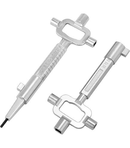 QWORK® 2 Pièces Clé De Construction, Clef Carré, Clef Passe Partout, Avec Échelle De Mesure De La Longueur Des Cylindres, Alliage De Zinc