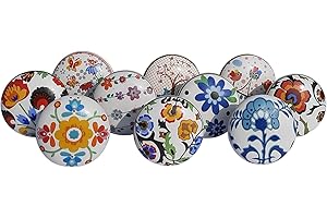 Royal Kraft Vintage ceramiczne gałki do szafek kuchennych, drzwi i szuflad, szafy, szafki (zestaw 10 szt.) Sknob012