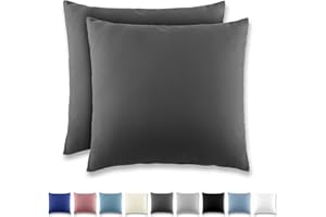 REDKEY Funda Almohada- Juego de 2 Fundas Almohadas 80x80 cm, con Cremallera Oculta, Transpirable Suave Antiarrugas de Microfibra - Gris Oscuro
