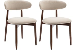 COLAMY Modern Dining Chairs Set with Wooden Legs – Upholstered Fabric Dining Room Chairs with Curved Backrest, Soft Cushion Seat, and Sturdy Rubberwood Frame for Kitchen, Living Room, or Café