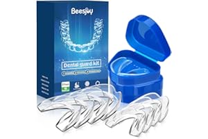 Beesjuy Kit de Protección Dental 8Pcs, Ferula Descarga Bruxismo, Férula Dental de Descarga, Protector Bucal Para Dormir, Material Termoplástico de Calidad Alimentaria, Prevenir el Bruxismo, ATM