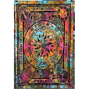 Tentures Murales Tapis Bleu Ombre Mandala Twin Wandtuch Chambre Deco Indien 100 Coton 135 X 213 Cm Maison