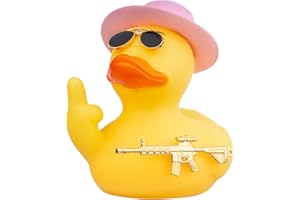 Mwmoeen Canard en caoutchouc pour décoration de voiture, canard jaune cool, accessoires avec chapeau cylindrique, lunettes de soleil et accessoire cool pour voiture, bureau, chambre, décoration 9 cm