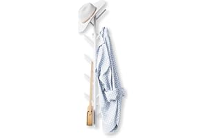 LOFTPLUS Perchero de Pared Vertical de Metal - 100 cm Blanco Ganchos Para Abrigos con 11 Ganchos, Cabide de Parede Para Colgar Chaquetas, Abrigos, Sombreros, Bufandas y Bolsos