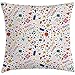 Produktbild XLABDZ Throw Pillowcase Pillow Cover Birthday Decorations Cushion, Dotted Spirals Stars Hearts Musical Notes Gift Boxes Pattern Smiling, Decorative Square Accent Case, 18 X 18 inches, Multicolor