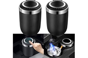 SKJJL Auto Aschenbecher mit Deckel, 2 Stück Autoaschenbecher mit Licht, Tragbare Aschenbecher für Auto, Universal Auchfreier Aschenbecher für Auto, Haus, Büro