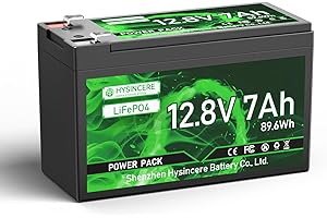 ‎HYSINCERE HYSINCERE 12V 7Ah LiFePO4 Lithium Batterie, Kleine Wiederaufladbare Akku mit BMS-Schutz und 5000+ Deep Cycle für Wohnmobile, Notstrombeleuchtung, Motorboote, Camping, Golfwagen, Rasenmäher, Solarpanel