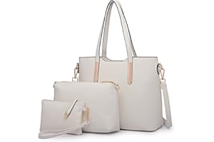 Miss Lulu Sac à Main Femme de 3 en 1 Sac Bandoulière avec Pochette Cabas Femme en Cuir Synthétique