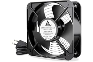 GDSTIME Ventilador de 230 V, 200 x 60 mm, 220 V, doble rodamiento de bolas, 200 mm, 20060, refrigeración axial, 240 V CA, sin escobillas, 370 CFM, para garaje, ventilación industrial, tubo de escape