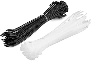 MutecPower Attaches Cables 40cm Longueur Blanche & Noire Nylon 100-Pack, Usage Intensif, Soutien Une Charge jusqu'a 18kg - 3.4x400mm