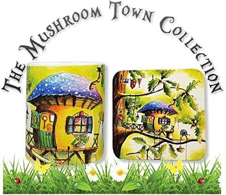 THE TREE HOUSE MATCHING MUG &amp; COASTER SET by MUSHROOM TOWN © MAGICAL, ENCHANTING, TRANQUIL, FANTASY, SCENIC, ILLUSTRATED ART MUGS CREATED JUST FOR YOU