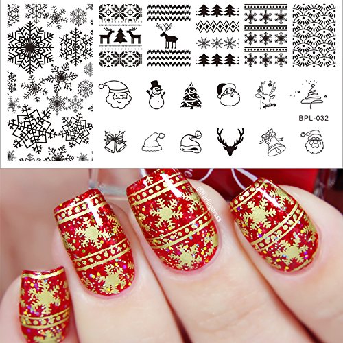 Born Pretty Xmas Snowflake Nail Art Stamp Template Christmas Image Plate BP-L032 12.5 x 6.5cm