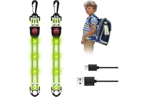 ‎TAXIMI LED Blinklicht Schulranzen - USB Aufladbar Sicherheit Licht für Kinder Schulranzen - 2 Stück Reflektor Reflektoren Anhänger für Rucksack Roller Kinderwagen