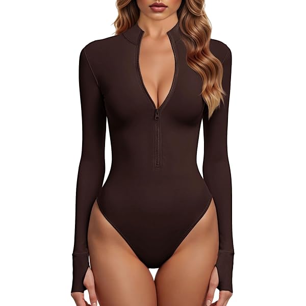 Body A Maniche Lunghe Con Collo Alto Joyshaper, Tessuto Elasticizzato A Doppio Strato, Vita Arricciata, Chiusura A Bottone, Nero/rosso/marrone/verde