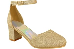 Fashion Thirsty Girls Kids Childrens Low Block Heels Diamante Wedding Party Shoes Bridesmaid Evening Occasion Comfort Heeled Glitter Strappy Dress Sandals Shoes