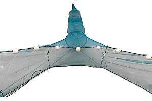 FISKENET Petit filet de pêche en maille - Cage de pêche avec chaîne en fer - Flotteurs - Piège pliable pour bloquer les poissons de rivière, port réseau - Largeur 3/6/8/10 m - Cage pour crevettes