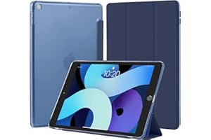4UBonLife Coque pour iPad 10,2 Pouces 9ème/8ème/7ème Génération 2021/2020/2019, Housse Étui de Protection Léger Coque Arrière en PC Rigide Translucide Givré pour iPad 9/8/7, Bleu Foncé