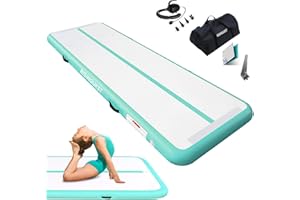 RISINGUKST Air Gymnastics Track Tumbling Mat Inflatable, 6.6ft 10ft 13ft 16ft 20ft Training Mats 4/8 Inch Thickness, Air Roller Air Barrel