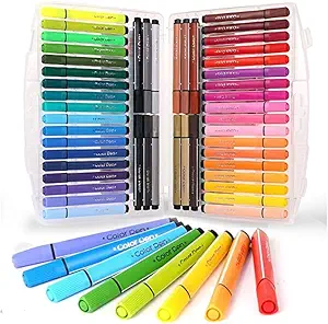 KAVANA Sketch Pen Set - Washable Sketch Color Pen Box Set for Drawing,Decorating,Sketching,Art & Craft Set for Kids School Projects,Color Gift Set for Kids (48 Colors)