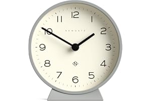 NEWGATE® M Mantel Echo desk clock | Modern round design | Posh grey | Easy to read numbers | Contemporary style for desk, table, shelf or bedside