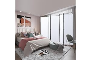 ‎MINGONE Mingone Raumteiler Trennwand Innen Garten Stellwand Spanische Wand Balkon Sichtschutz Paravent aus Stoff 5 teilig für Büros 250x177cm Groß, Weiß